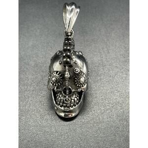 Biker Skull Pendant with Bullets Mohawk Stainless Steel